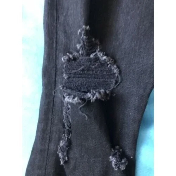 EN NOIR EN001 Celebrity fav Bieber Efron Distress Jean Coated Cash Black sz31